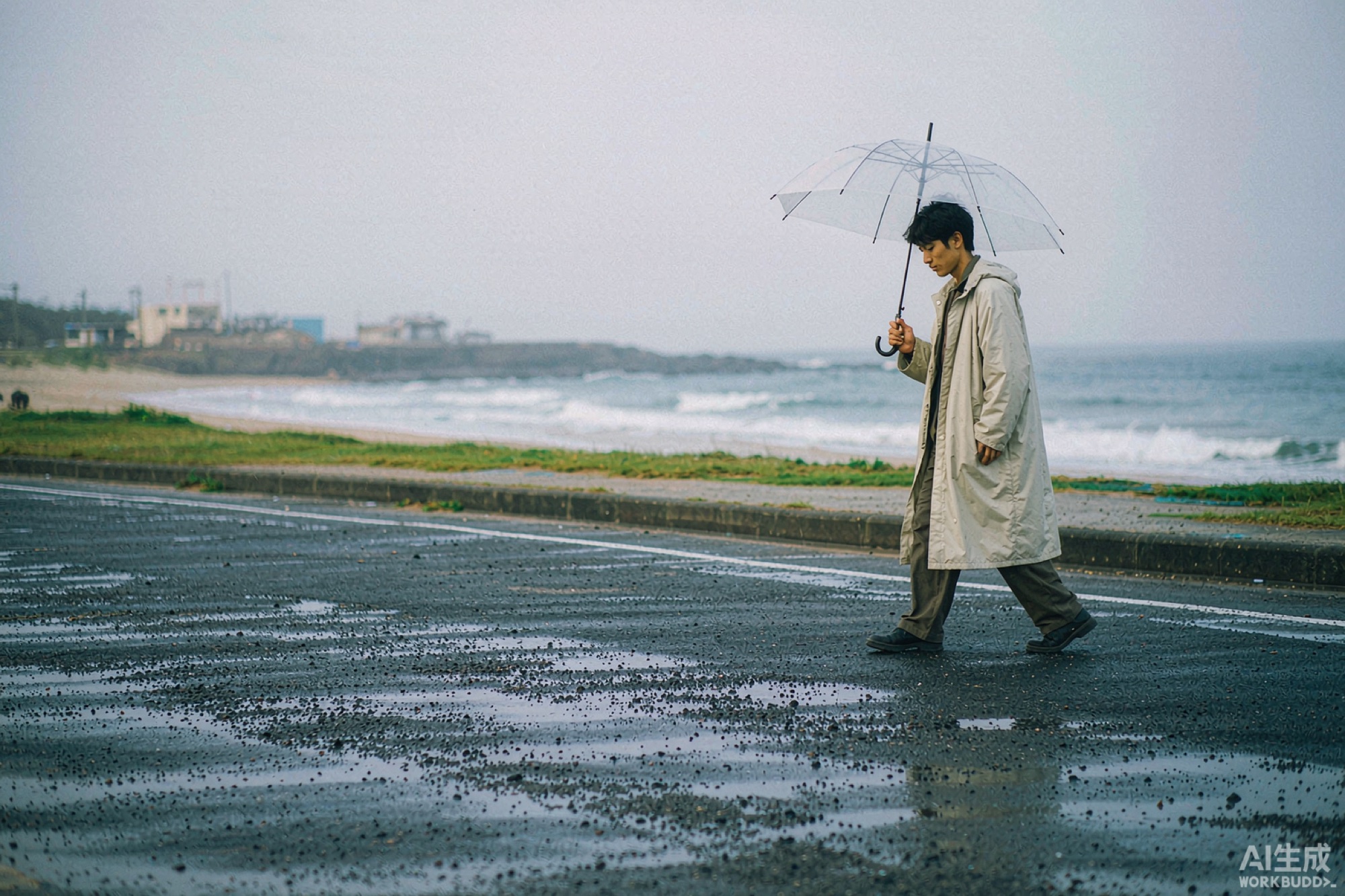 An outdoor rain scene with Yotashine gear